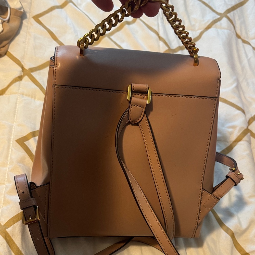 Michael Kors Brown Leather Backpack with Gold Accents - Picture 3 of 4